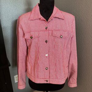 VTG Koret City Blues Petites Jacket Womens PM Red Gingham Check‎ Western Retro